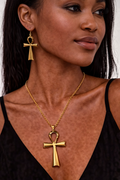 Gold Anhk Necklace and Earring SET