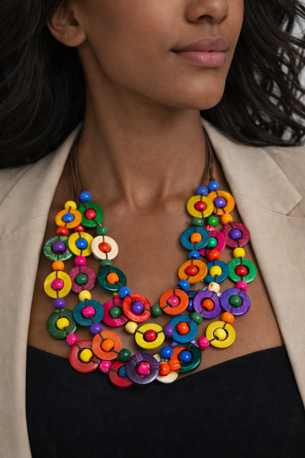 Wooden Multi Color Necklace
