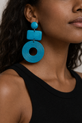 Turquoise Wooden Earrings