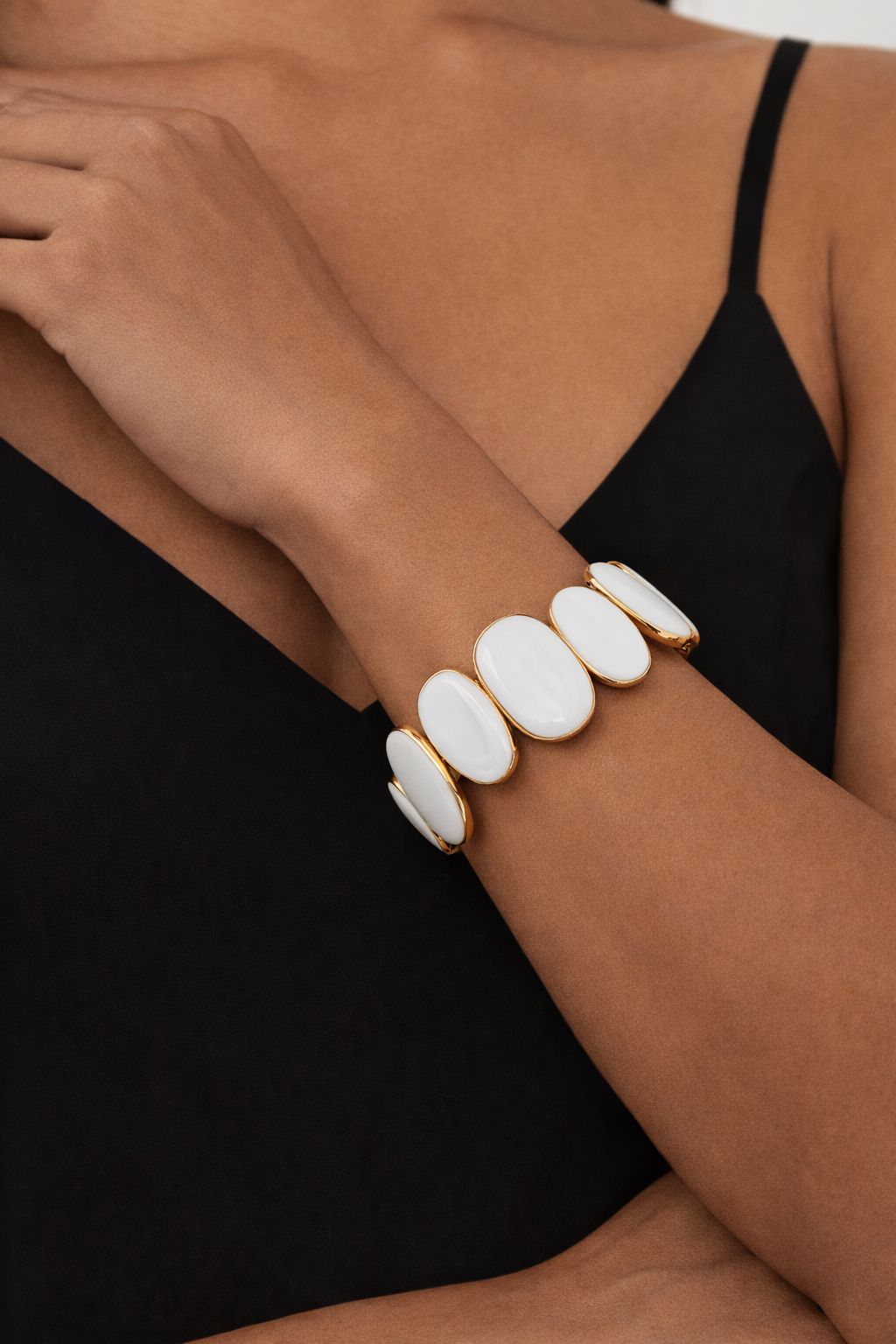 White and Gold Stretch Bracelet