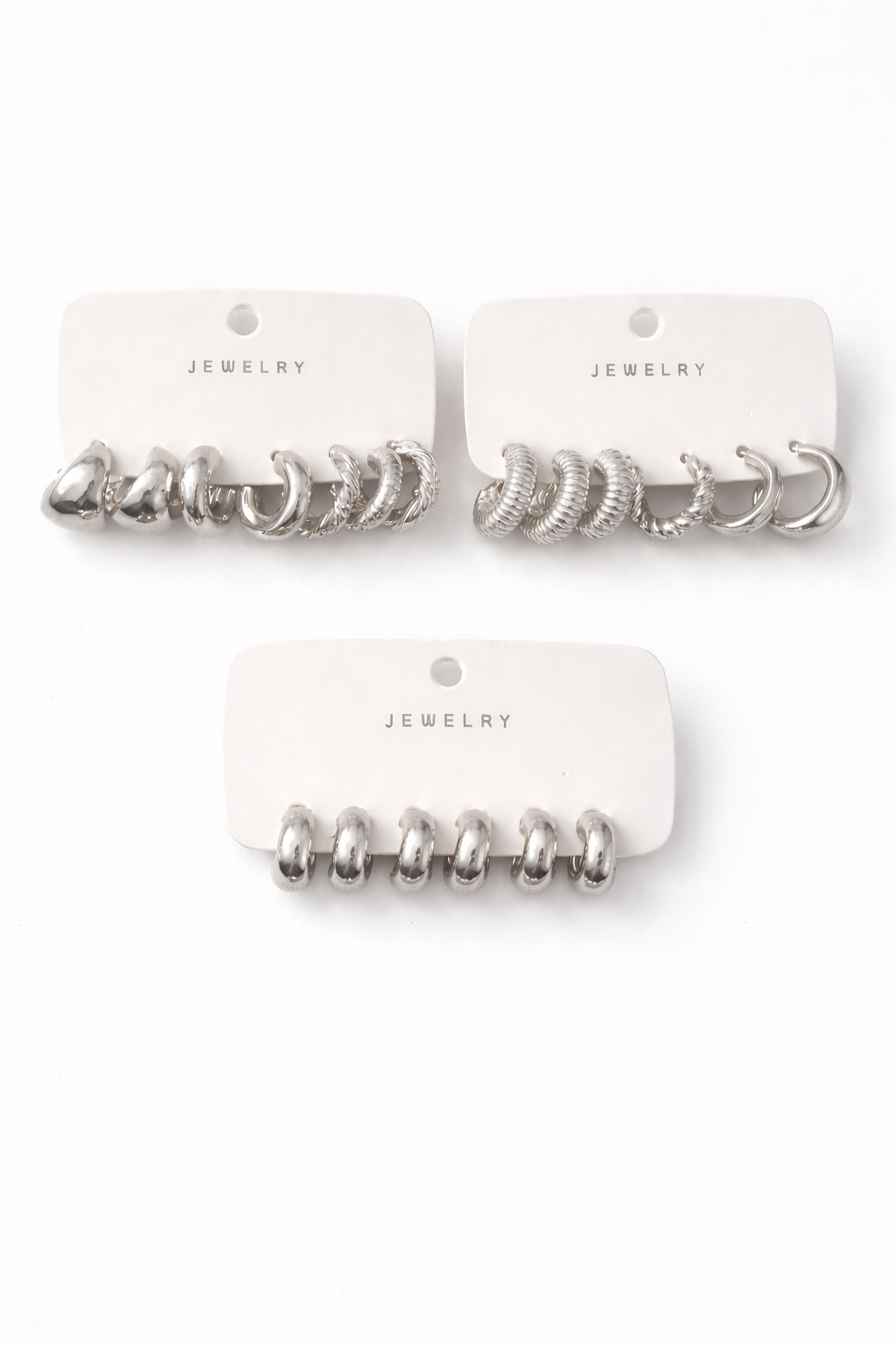 Small Silver Hoop Earrings 3 Pks Of 3 Sets