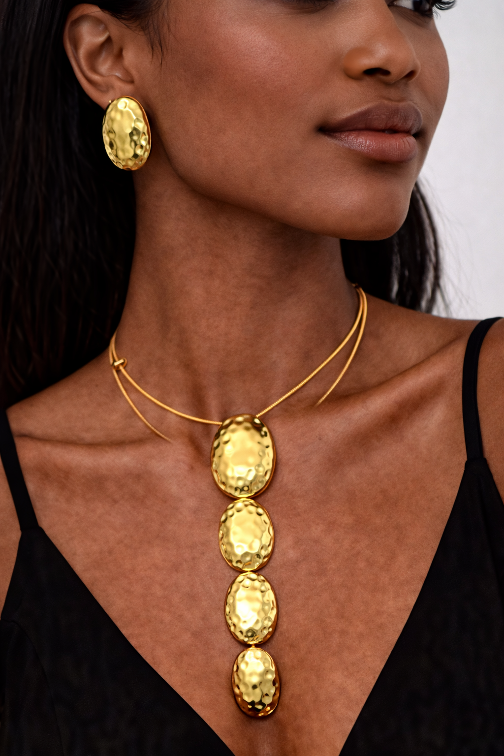 Gold Statement Piece Necklace and Earring Set
