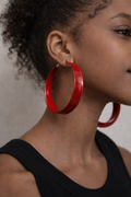 Deep Red Oversized Hoop Earrings