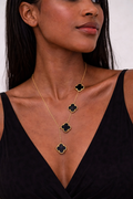Black and Gold Clover Shaped Necklace