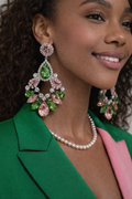 Pink and Green Crystal Earrings