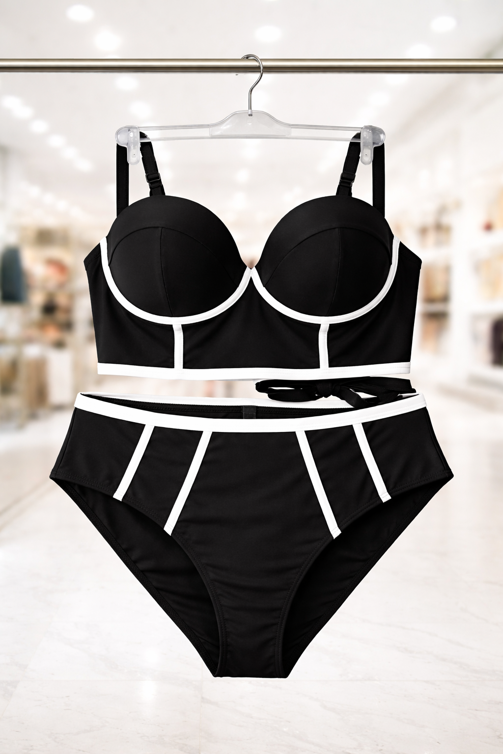 Black and White Plus Size Swimsuit
