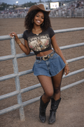 Flare Stonewashed Denim Shorts