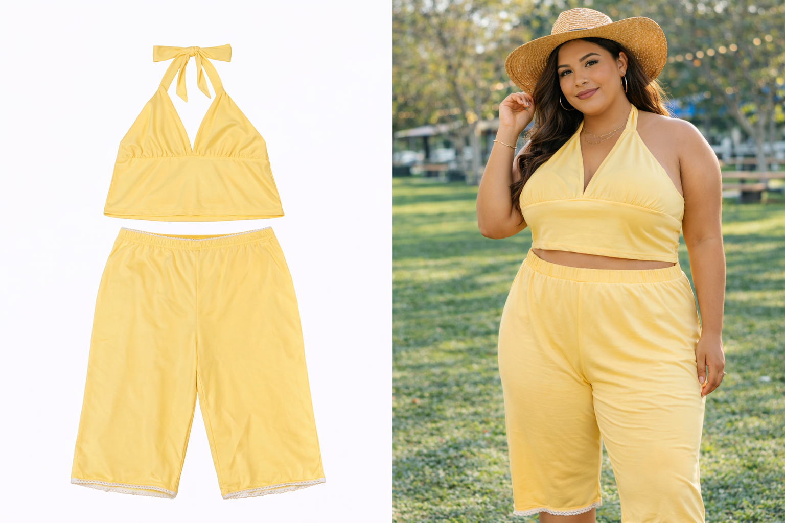 2 Piece Yellow Short Set