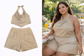 2 Piece Khaki Short Set