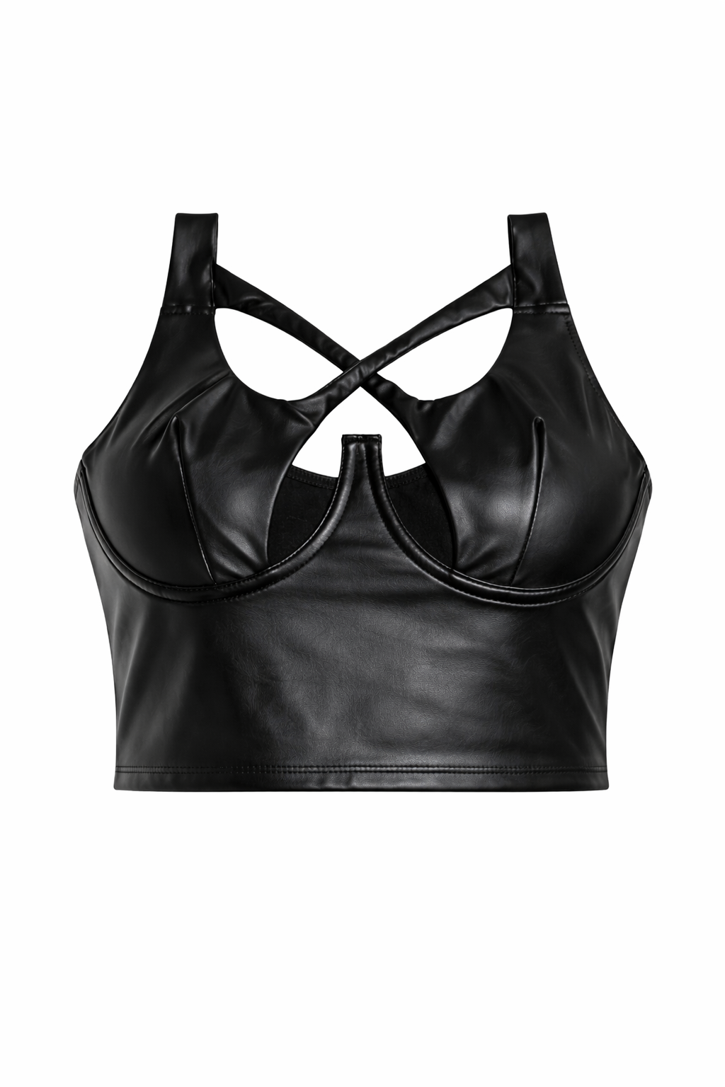 Black Faux Leather Crop